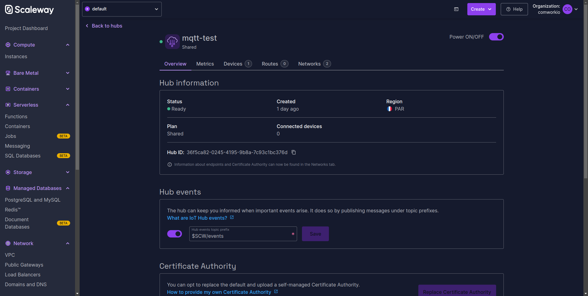 scaleway iot hub