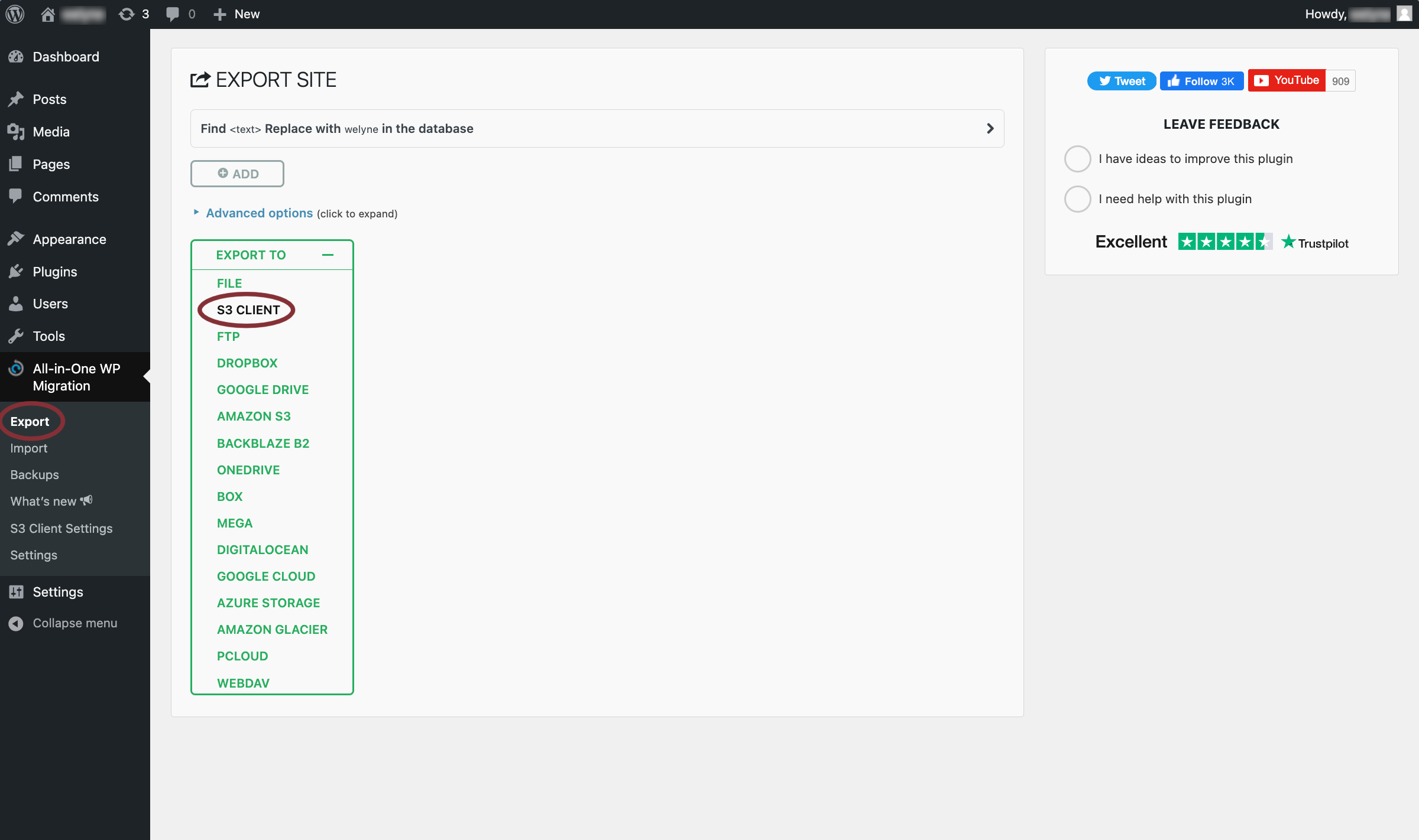 wpaas-s3-export